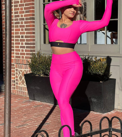 Hot Pink Wide Waistband Leggings · Filly Flair